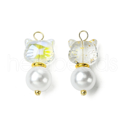 2Pcs Glass Beads Pendants PALLOY-JF03385-1