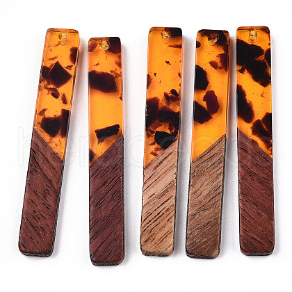 Transparent Resin & Walnut Wood Big Pendants RESI-TAC0017-70-B01-1