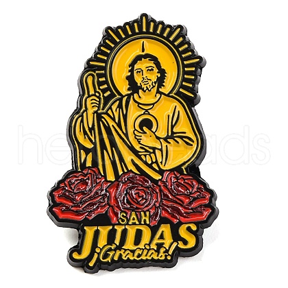 Rose Flower San Judas Zinc Alloy Enamel Pins Brooch JEWB-S033-03B-03-1
