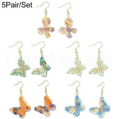 304 Stainless Steel Butterfly Dangle Earrings EJEW-FS00034-1
