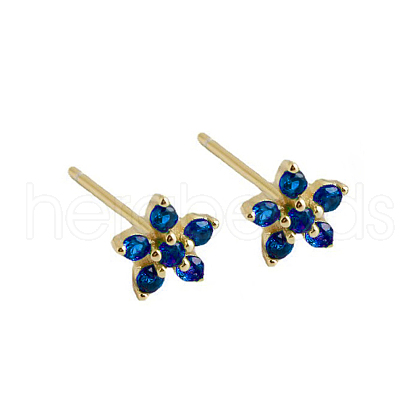 Elegant Sterling Silver Plum Cubic Zirconia Blossom Stud Earrings for Women VQ1749-11-1