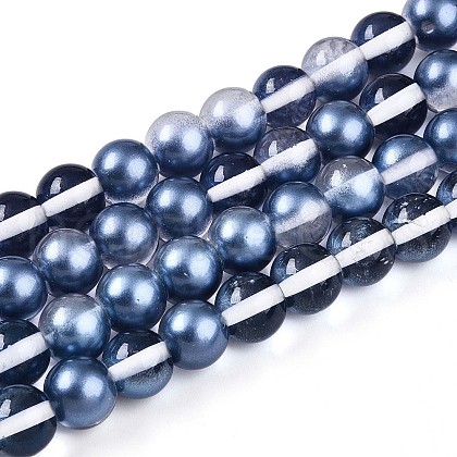 Baking Painted Transparent Glass Beads Strands DGLA-N011-10mm-08-1