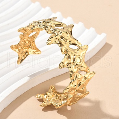 304 Stainless Steel Cuff Bangles for Women AJEW-P127-12G-1