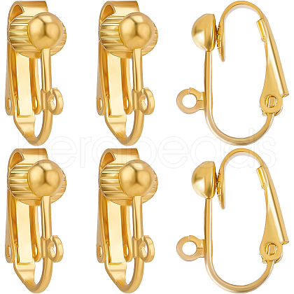 Beebeecraft 36Pcs Brass Clip-on Earring Findings KK-BBC0016-10G-1