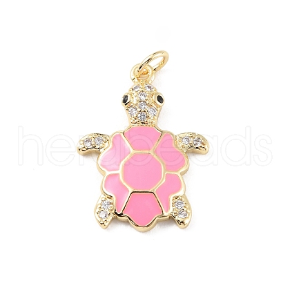 Rack Plating Brass Micro Pave Cubic Zirconia Pendants KK-C021-01G-05-1