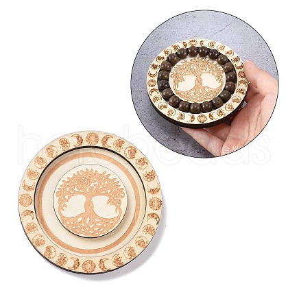 Flat Round Wood Bracelet Display Trays BDIS-G010-01A-1