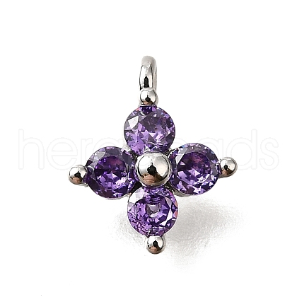 Brass Micro Pave Cubic Zirconia Pendants KK-D356-07G-P-1