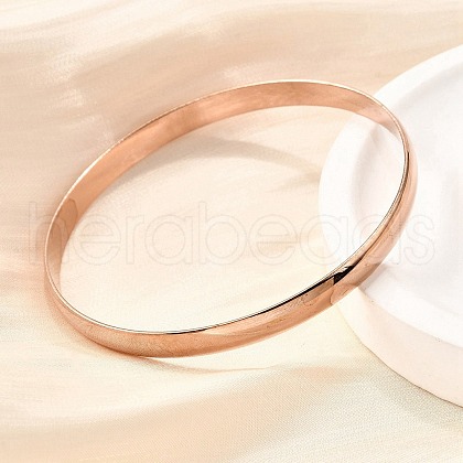 304 Stainless Steel Plain Bangles for Women BJEW-V004-02B-RG-1