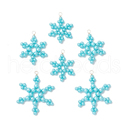 6Pcs 3 Styles Glass Snowflake Pendants PALLOY-JF03950-04-1