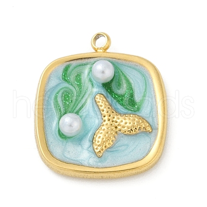Ocean Theme 304 Stainless Steel Enamel Pendants STAS-Q352-03G-F-1