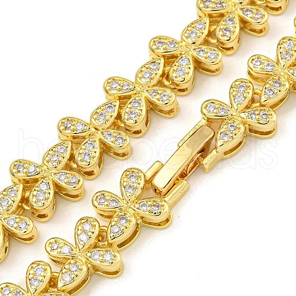 Rack Plating Brass Pave Cubic Zirconia Butterfly Link Necklaces NJEW-A031-03G-05-1