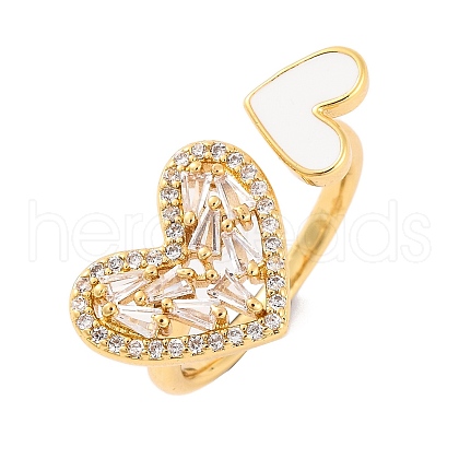 Brass Micro Pave Clear Cubic Zirconia Open Cuff Rings RJEW-U009-04F-G-1