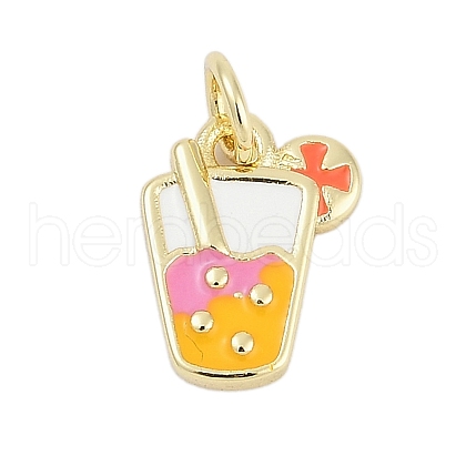 Brass Enamel Charms KK-G522-03G-1