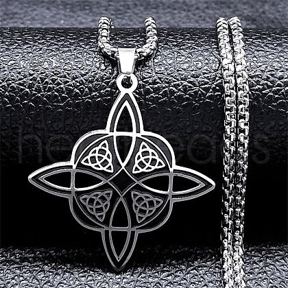 304 Stainless Steel Viking Knot Pendant Necklaces for Women NJEW-M105-10A-P-1