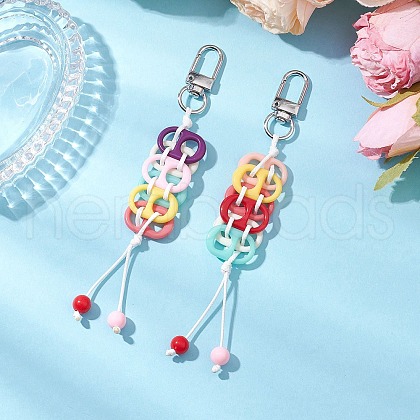 Acrylic Oval Pendant Decorations HJEW-TA00335-1