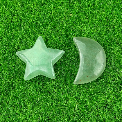 Natural Green Aventurine Healing Moon & Star Ornaments X1-PW-WG13036-04-1