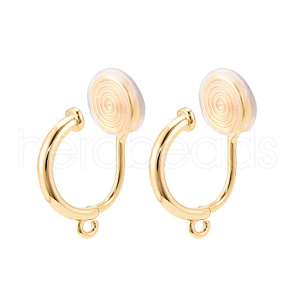 Brass Micro Pave Cubic Zirconia Clip-on Earring Findings KK-N261-122C-G-1