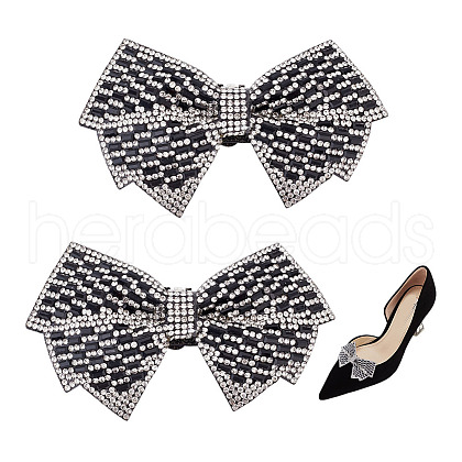 Glass Rhinestone Bowknot Shoe Decorations AJEW-WH0323-24C-1