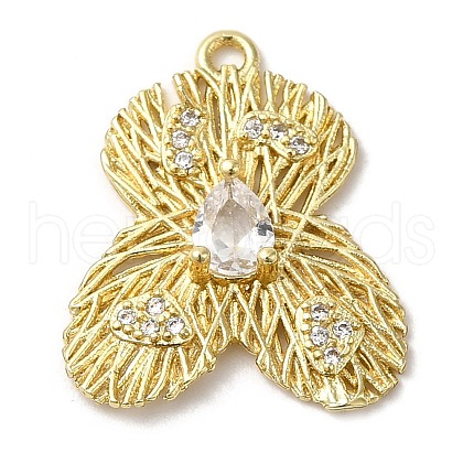 Rack Plating Brass Cubic Zirconia Pendants KK-M267-07G-1