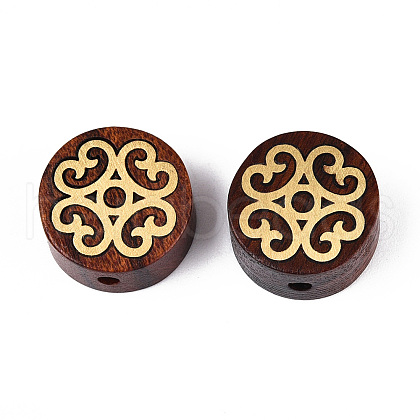 Natural Sandalwood Mala and Brass Finding Beads WOOD-T032-33B-1