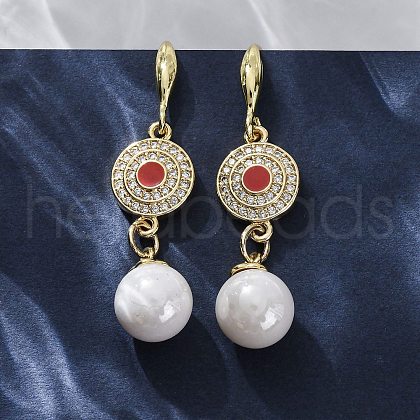 Brass Micro Pave Clear Cubic Zirconia Dangle Earrings EJEW-F362-10G-1