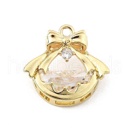Brass Micro Pave Clear Cubic Zirconia Pendants KK-K371-30G-1