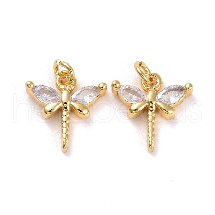 Brass Micro Pave Cubic Zirconia Pendants KK-K258-22G-RS-1