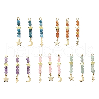 Natural Mixed Stone Faceted Round Beaded Pendants PALLOY-JF03604-1