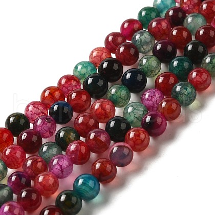 Dyed Natural Agate Beads Strands G-R262-6mm-1-1