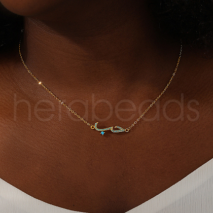 Elegant Brass Pave Cubic Zirconia Arabic Love Pendant Necklaces for Mother's Day Gift VL3091-1
