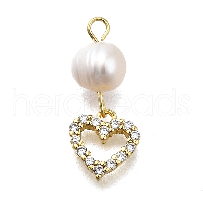 Brass Micro Pave Cubic Zirconia Pendants KK-B132-05G-1