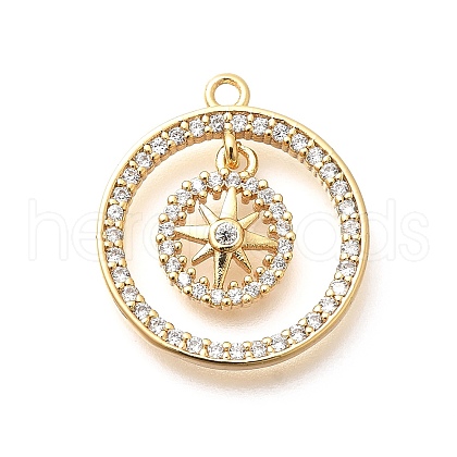 Brass Micro Pave Cubic Zirconia Pendants KK-G519-06G-04-1