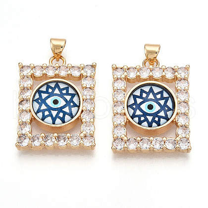 Brass Micro Pave Clear Cubic Zirconia Pendants for Women KK-T070-91A-08-1