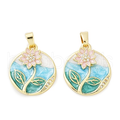 Brass Micro Pave Clear Cubic Zirconia Pendants KK-L235-05A-G-1
