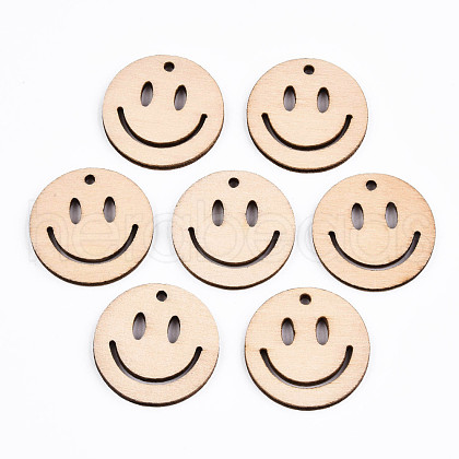 Undyed Natural Wooden Pendants X-WOOD-S058-027-1