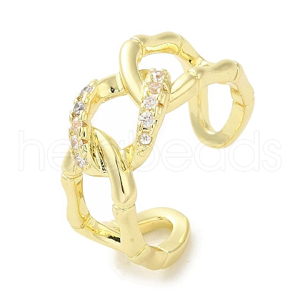 Brass Micro Pave Cubic Zirconia Rings for Women RJEW-E295-33G-1