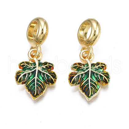 Rack Plating Alloy Enamel European Dangle Charms MPDL-N039-060LG-1