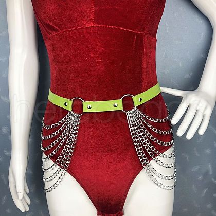 Punk Style Alloy Multi-Layer PU Leather Chain Belts for Women FS-WG2C119-05-1