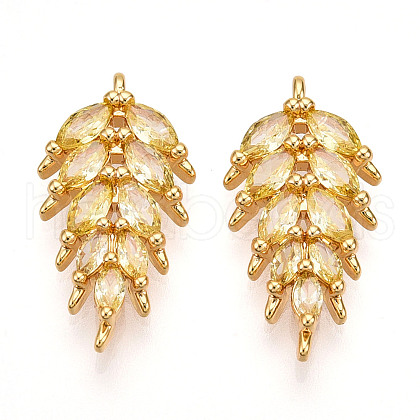 Brass Micro Pave Cubic Zirconia Pendants KK-N261-95A-G-1