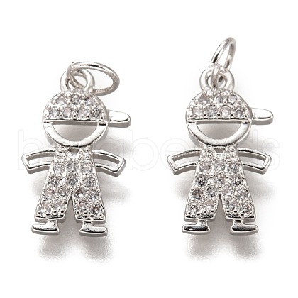 Brass Micro Pave Clear Cubic Zirconia Pendants ZIRC-C020-36P-1