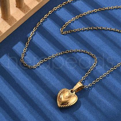 304 Stainless Steel Heart Pendant Necklaces for Women NJEW-S439-03A-G-1