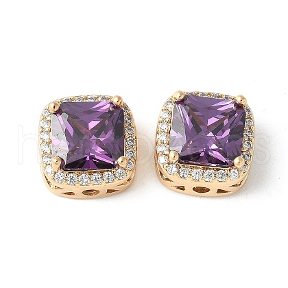 Brass Micro Pave Cubic Zirconia Beads KK-A253-20G-05-1