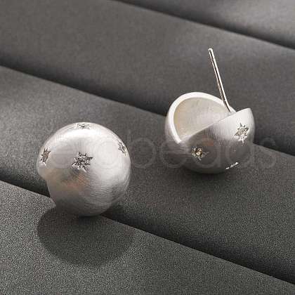 Brass Micro Pave Clear Cubic Zirconia Stud Earrings EJEW-S270-03S-1
