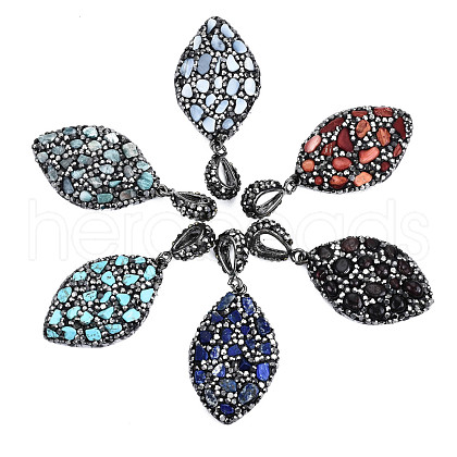 Polymer Clay Rhinestone Pendants RB-S056-12A-B-1