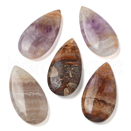 Natural Amethyst Lace Agate Pendants G-Z071-01-1