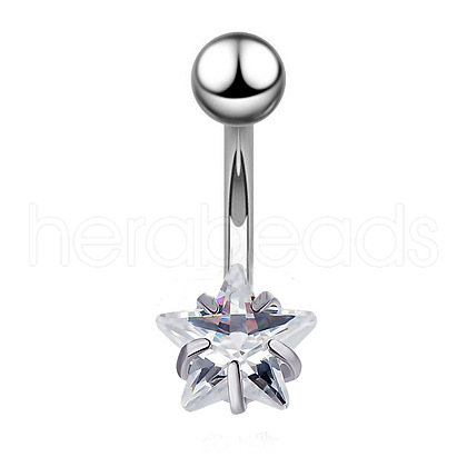 Clear Cubic Zirconia Belly Button Rings WG9960A-21-1