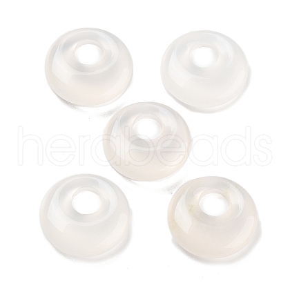 Natural White Chalcedony Flat Round Charms G-P537-03B-1
