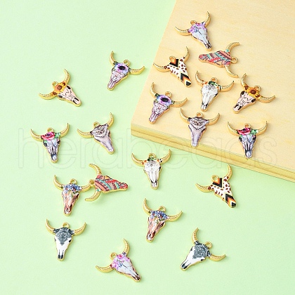 20Pcs 10 Styles Printed Alloy Pendants ENAM-YW0003-86-1