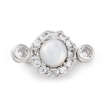 Brass Micro Pave Clear Cubic Zirconia Box Clasps KK-P291-28P-1