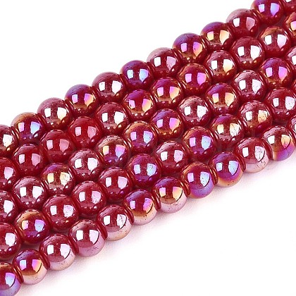 Electroplate Opaque Glass Beads Strands GLAA-T032-P4mm-AB23-1